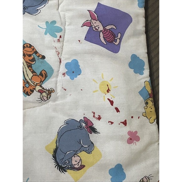 VTG Disney Winnie The Pooh Crib Comforter Colorful Reversible Blanket 1996 90s - Picture 8 of 11